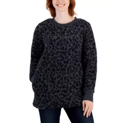 Promo 🔔 Style & Co 👩 Women's Sherpa Long-Sleeve Sweater, Created For Macy's Deep Black 😍