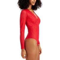 Best Sale ✨ INC International Concepts Not So Basic Long-Sleeve Lace Mesh Bodysuit, Created For Macy's Ski Patrol 🧨