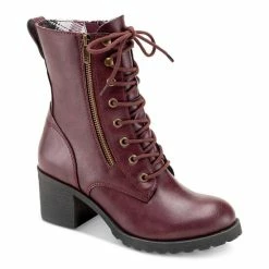 Flash Sale 🤩 Sun + Stone Sloanie Lace-Up Lug Sole Hiker Booties, Created For Macy's Wine 💯