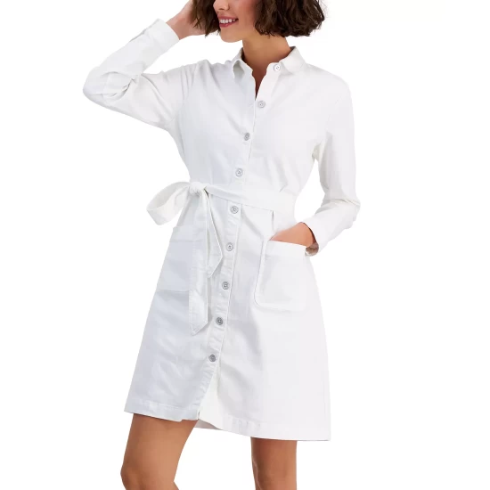 Promo ๐ Style & Co ๐ฉ Women's Belted Denim ๐ Shirtdress, Created For Macy's Preston ๐งจ - Image 2