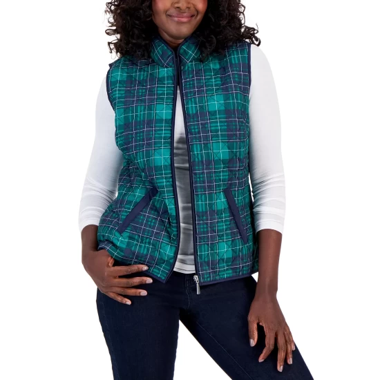 Deals π Karen Scott π© Women's Good Morning Sleeveless Puffer Vest, Created For Macy's Ultra Blue π - Image 3