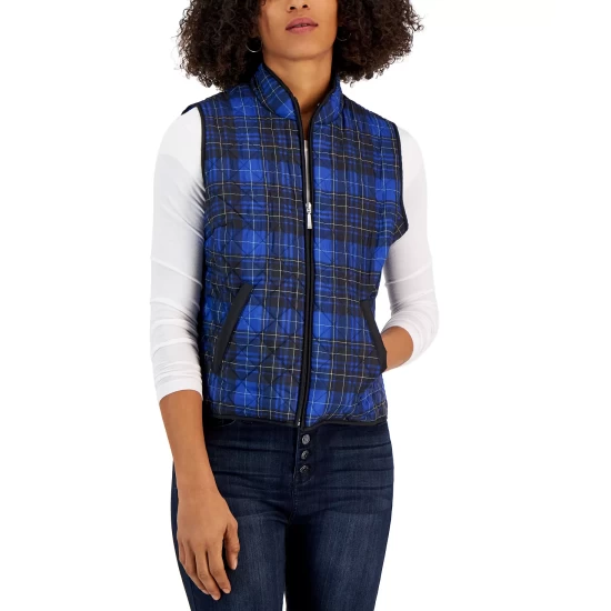 Deals π Karen Scott π© Women's Good Morning Sleeveless Puffer Vest, Created For Macy's Ultra Blue π - Image 4