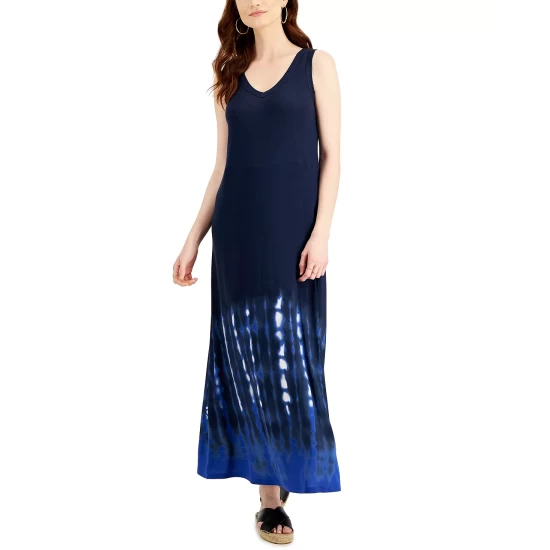 Brand new 😍 Style & Co 👩 Women's Tie-Dyed Sleeveless Maxi 👗 Dress, Created For Macy's Blue Socket 🎉 - Image 2