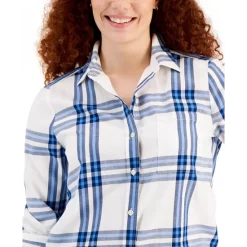 Wholesale π Style & Co Petite Long-Sleeve Floral Henley, Created For Macy's Lucy Bouquet π