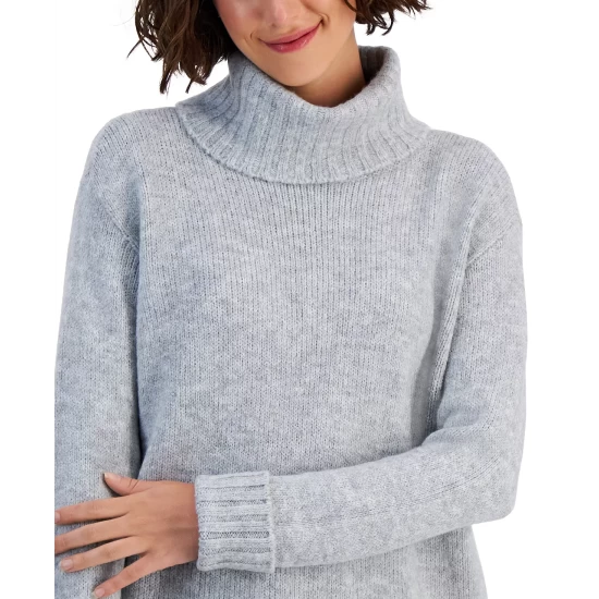 Best Sale โ๏ธ Style & Co Petite Cozy Turtleneck Sweater, Created For Macy's Ember Grey Heather ๐ - Image 4
