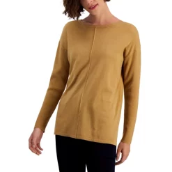 Best Sale ⌛ Style & Co Petite Crew-Neck Sweater, Created For Macy's Silver Heather 😍