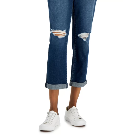 Best Pirce ⭐ Style & Co 👩 Women's Curvy Destructed Girlfriend 👖 Jeans, Created For Macy's Menagerie Wash 🛒 - Image 8