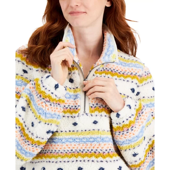 Discount 🥰 Style & Co 👩 Women's Quarter-Zip Fleece Sweater, Created For Macy's Carmel Fairisle 👍 - Image 5